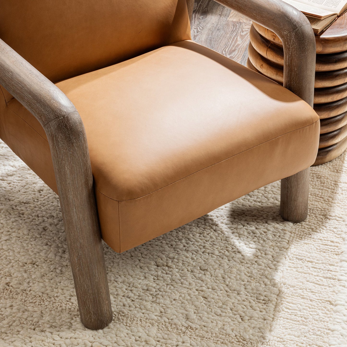 Tan Top Grain Leather Accent Chair Reyna Accent Chair Collection