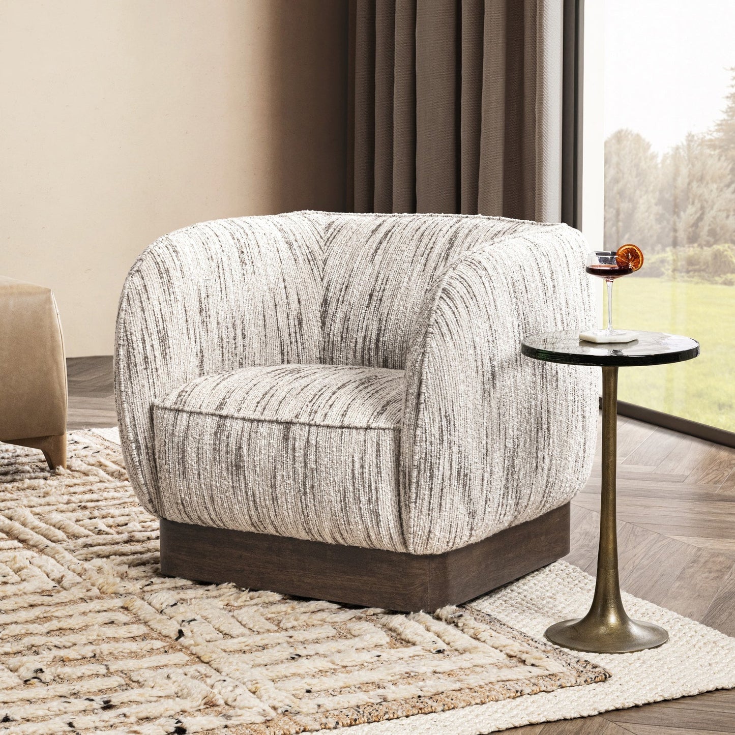 Cocoa Cream 100% Polyester Accent Chair Rinner Swivel Chair Collection