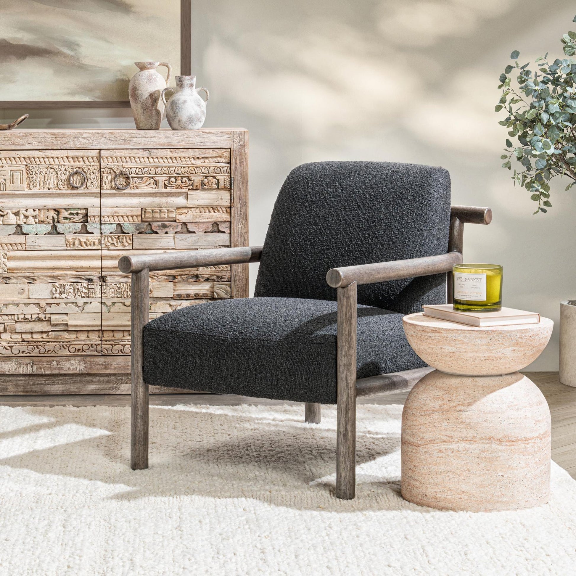 Charcoal 100% Polyester Accent Chair Azoria Accent Chair Collection