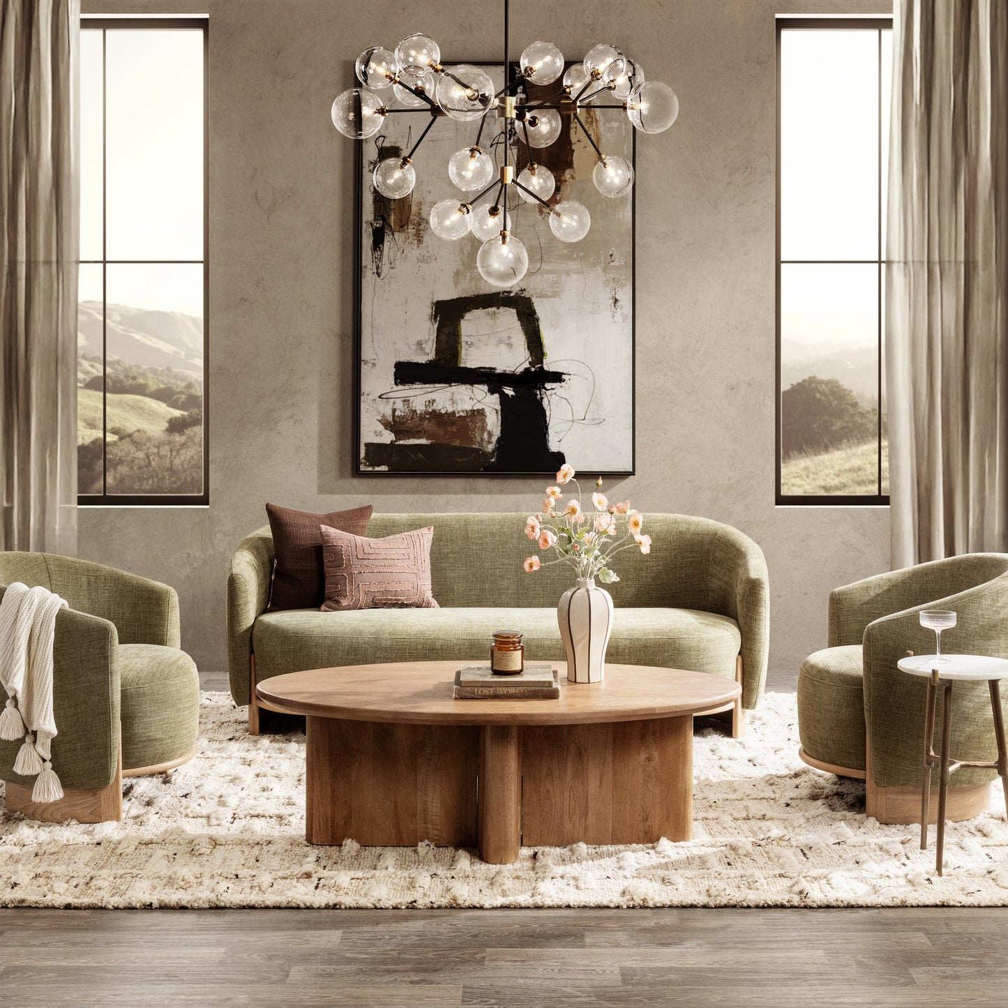 Sage Dust 100% Polyester Sofa Myra Sofa Collection