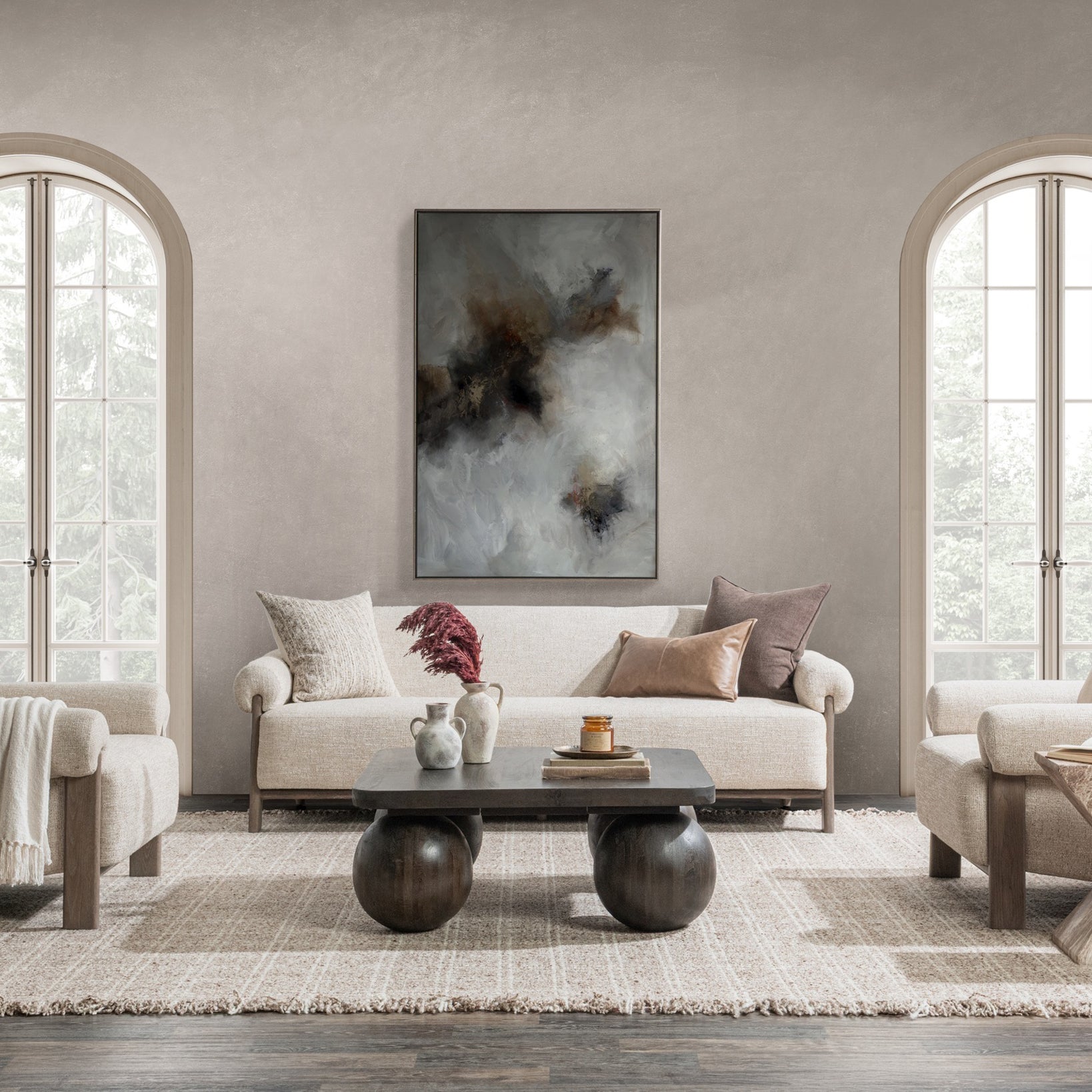 Latte 100% Polyester Sofa Malia Sofa Collection