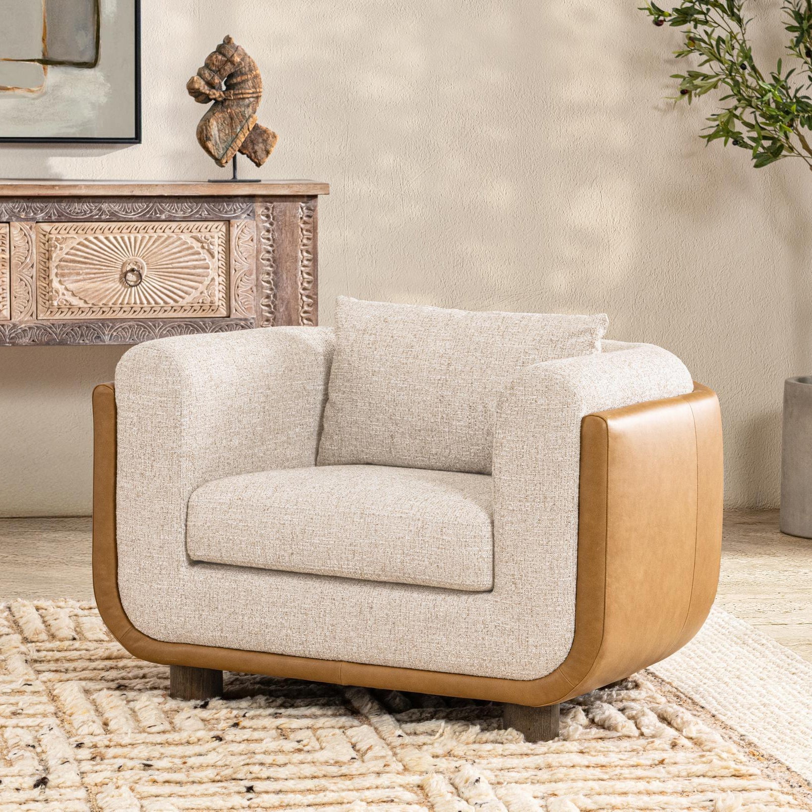 Latte Top Grain Leather Accent Chair Dania Accent Chair Collection