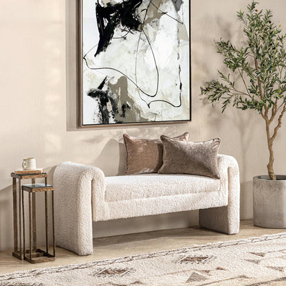Ivory Fleece 100% Polyester Accent Benche Ada Accent Bench Collection