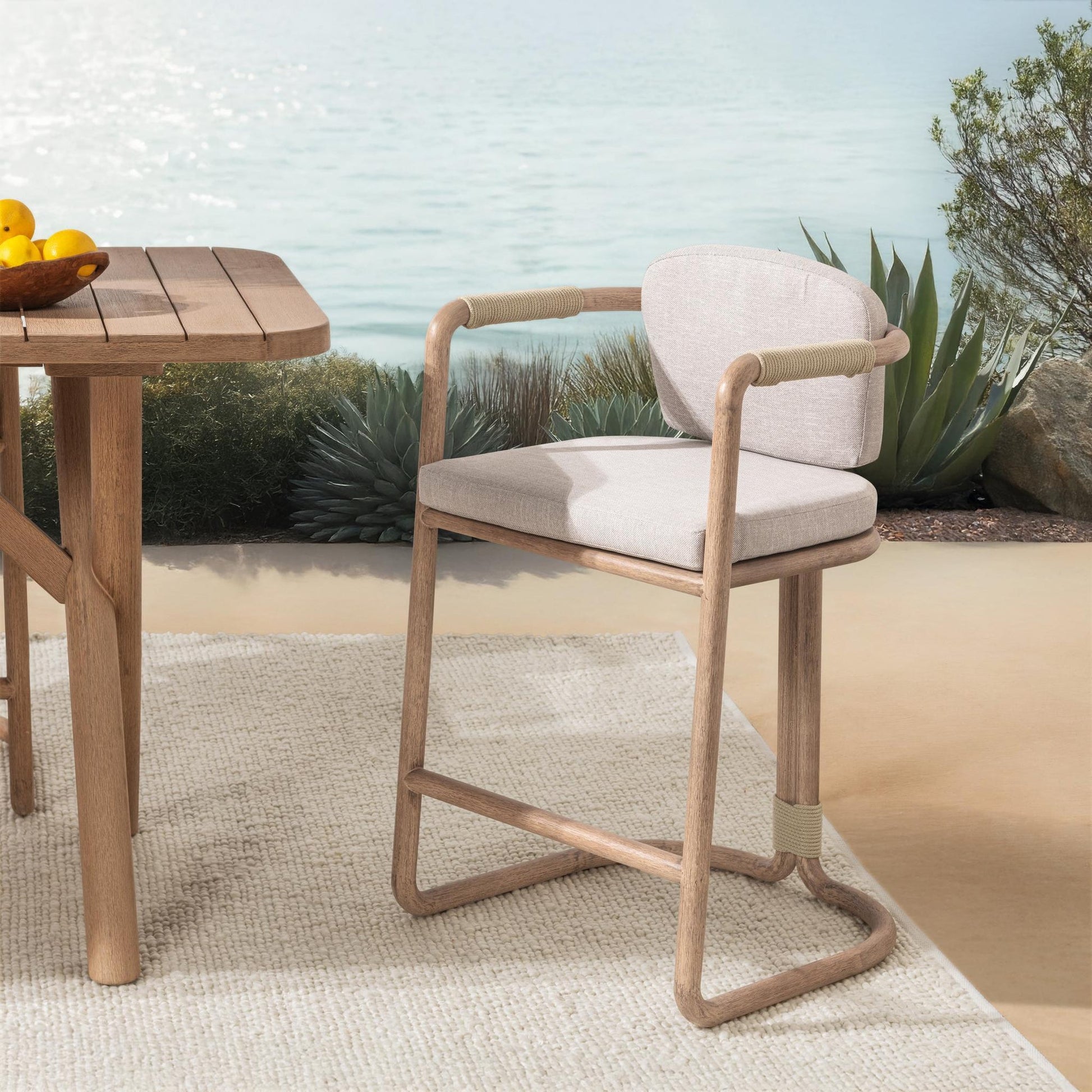 Butterscotch Eucalyptus Wood Outdoor Bar & Counter Stool Dawson Outdoor Counter Stool Collection
