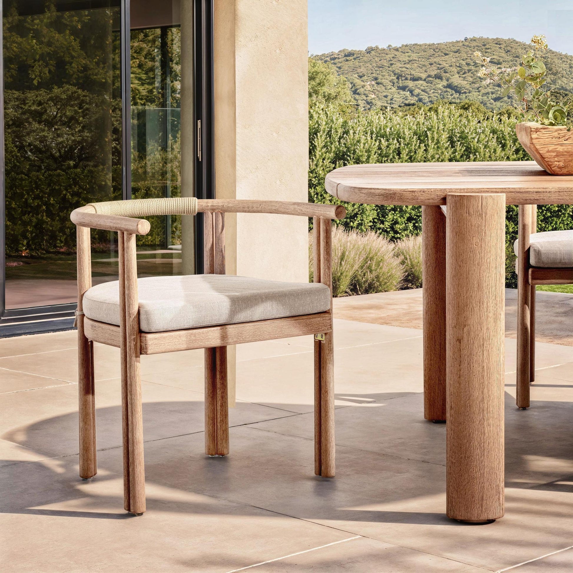 Butterscotch Eucalyptus Wood Outdoor Accent Chair Oliver Outdoor Dining Armchair Collection
