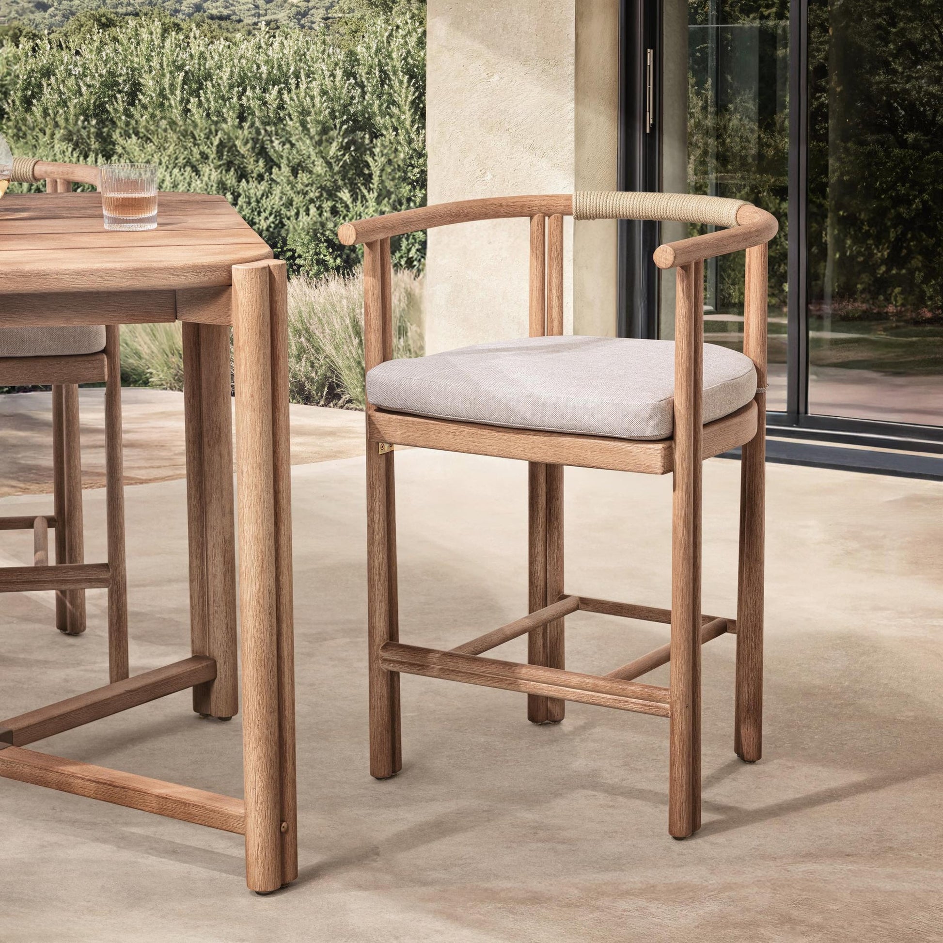 Butterscotch Eucalyptus Wood Outdoor Bar & Counter Stool Oliver Outdoor Counter Stool Collection