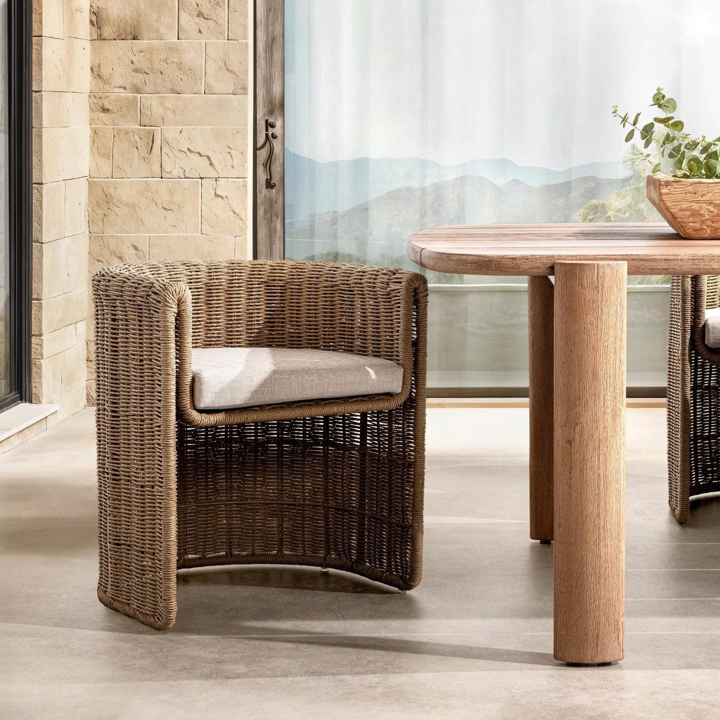 Natural Synthetic Wicker Outdoor Dining Chair Rami Outdoor Dining Chair Collection