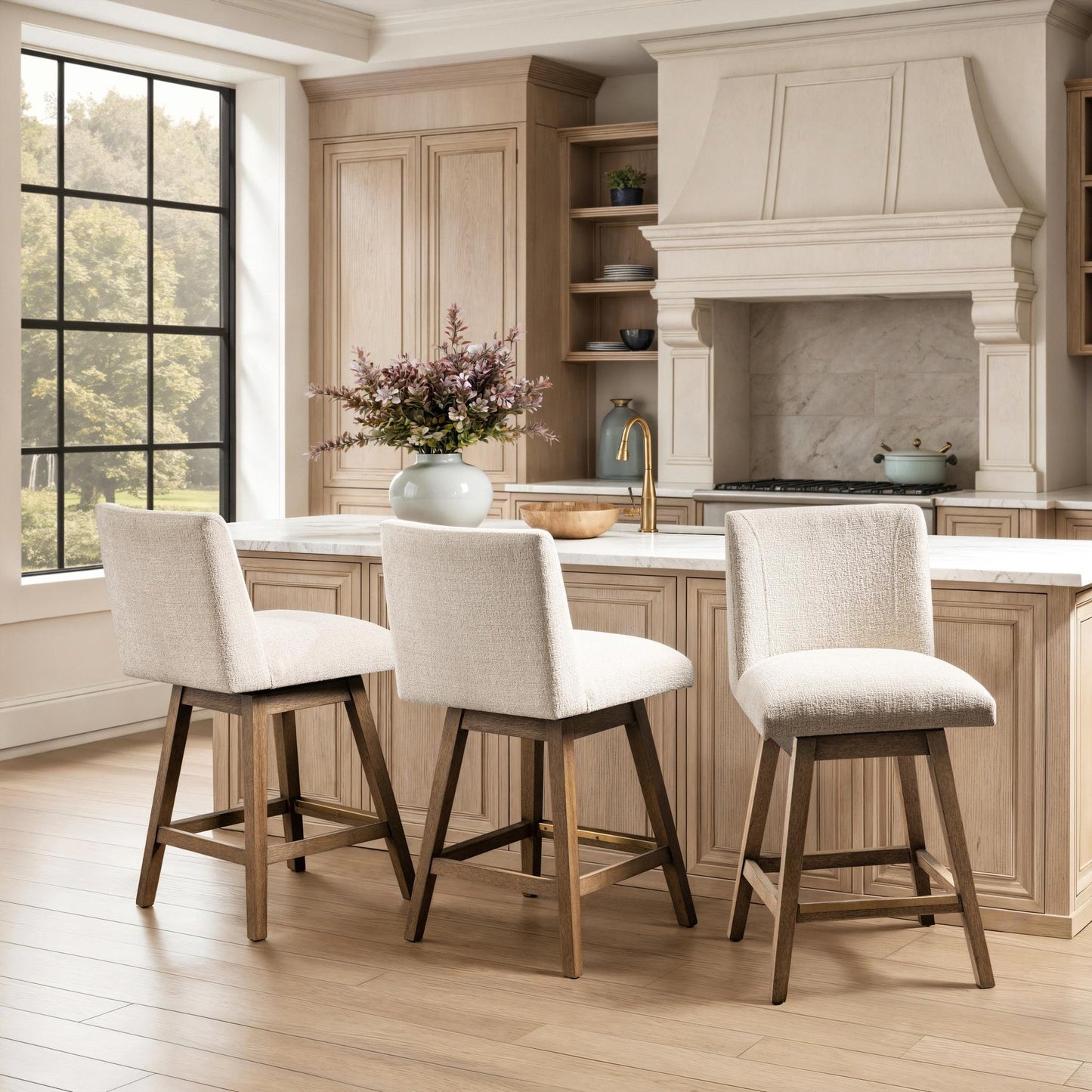 Vanilla Oat 100% Polyester Bar & Counter Stool Ava Swivel Counter Stool Collection