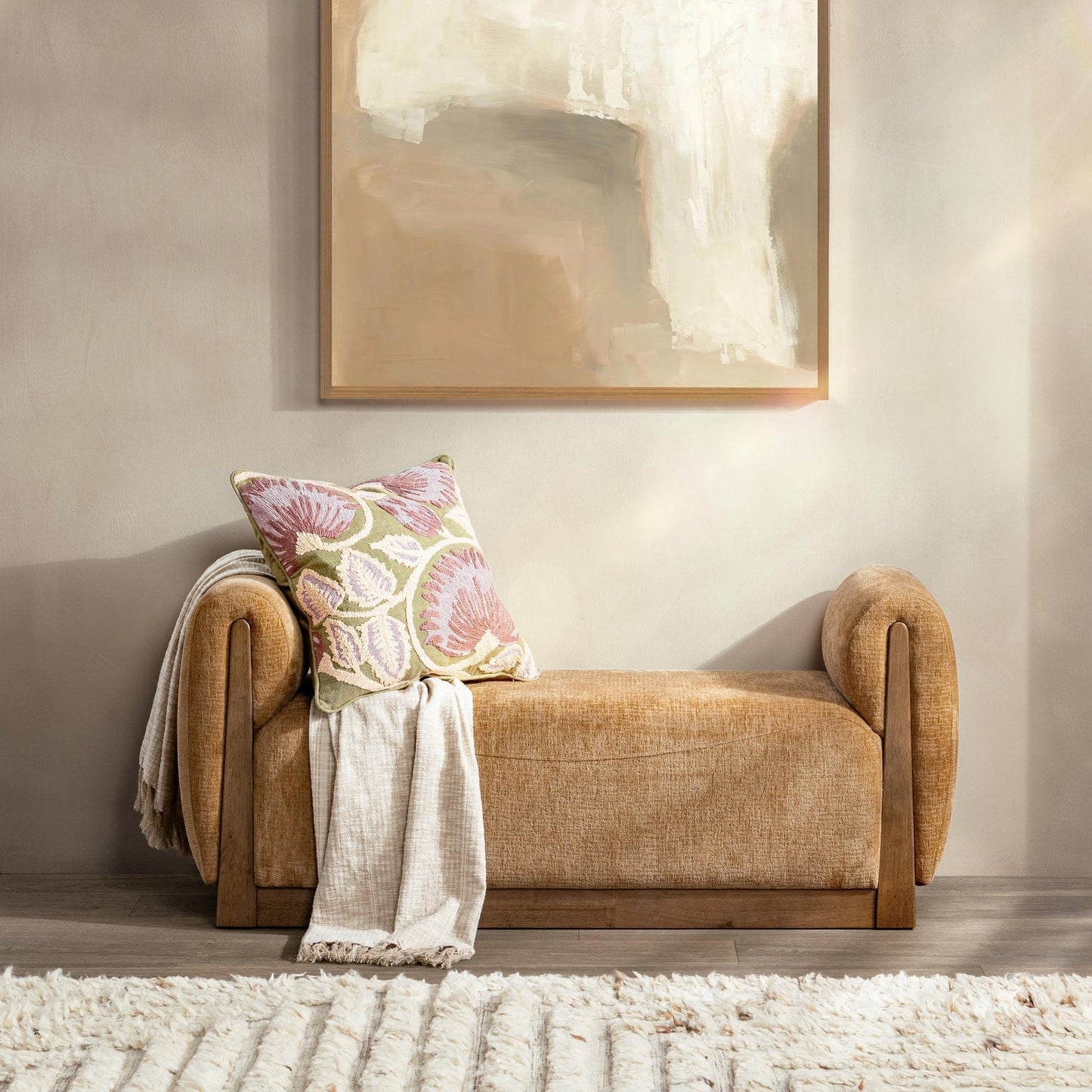 Spiced Amber 100% Polyester Accent Benche Soraya Accent Bench Collection