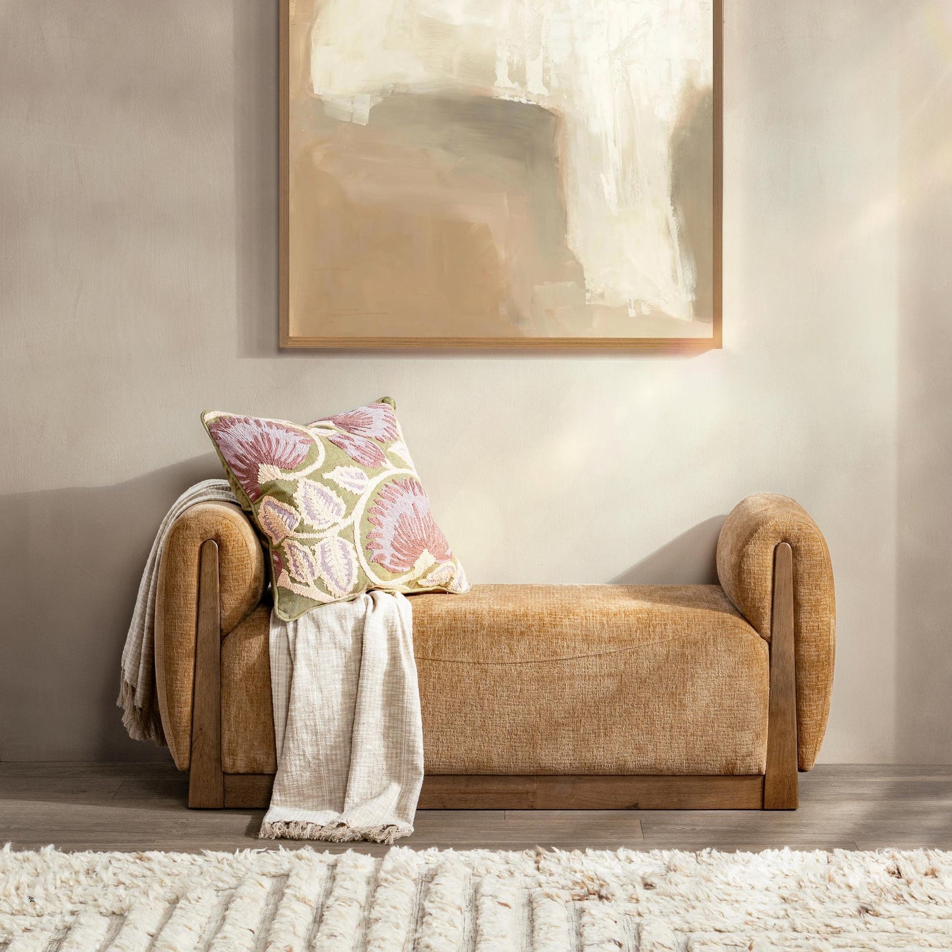Spiced Amber 100% Polyester Accent Benche Soraya Accent Bench Collection