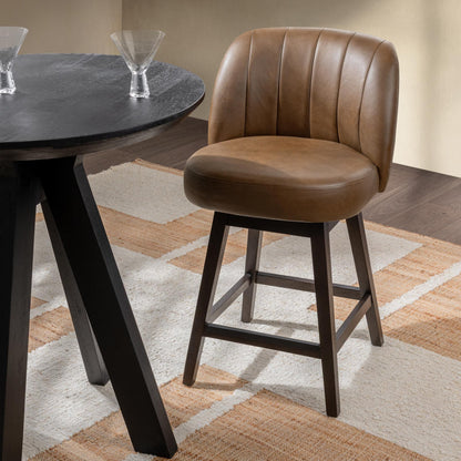Camel 100% Top Grain Leather Bar & Counter Stool Della Counter Stool Collection