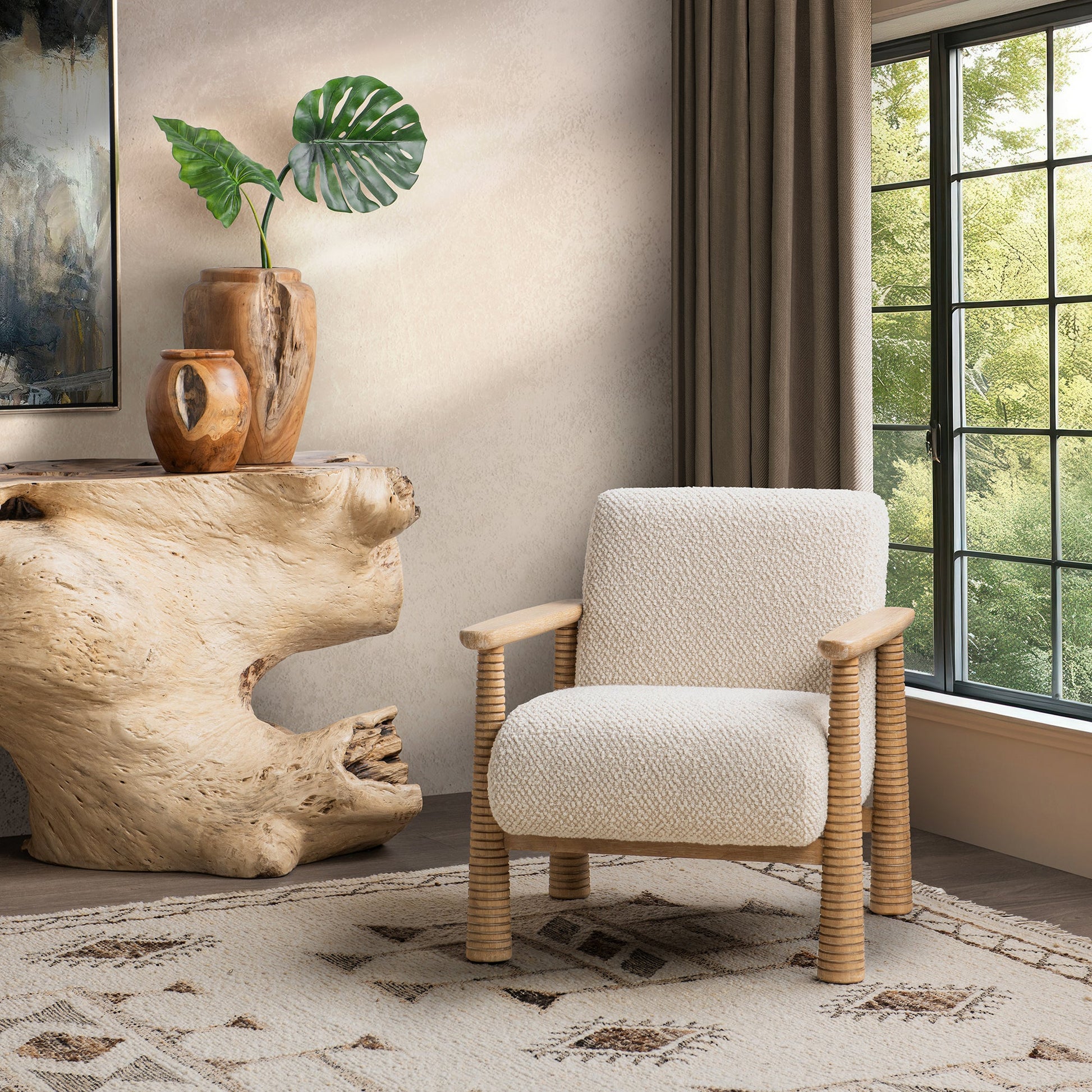 Beige Natural 80%Polyester20%Acrylic Accent Chair Caprice Accent Chair Collection
