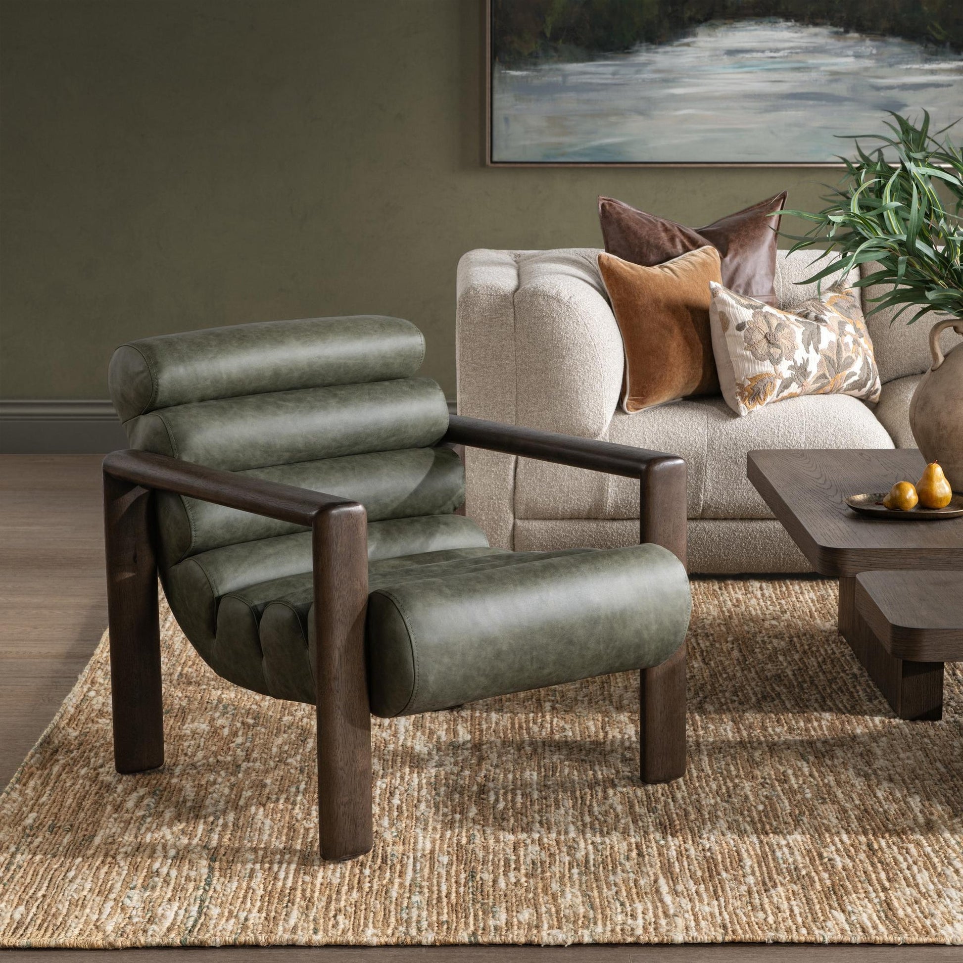 Soft Sage Top Grain Leather Accent Chair Dahlia Accent Chair Collection
