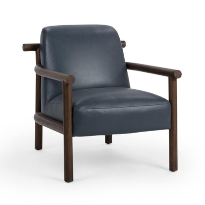 Mystic Blue Top Grain Leather Accent Chair Azoria Accent Chair Collection