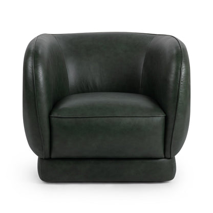 Hunter Green Top Grain Leather Accent Chair Rinner Accent Chair Collection