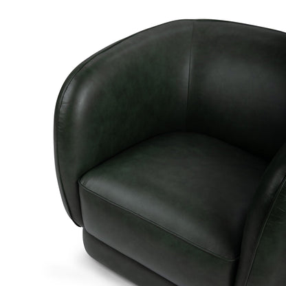 Hunter Green Top Grain Leather Accent Chair Rinner Accent Chair Collection