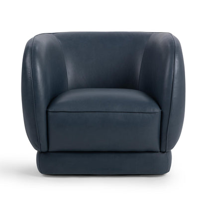 Mystic Blue Top Grain Leather Accent Chair Rinner Accent Chair Collection