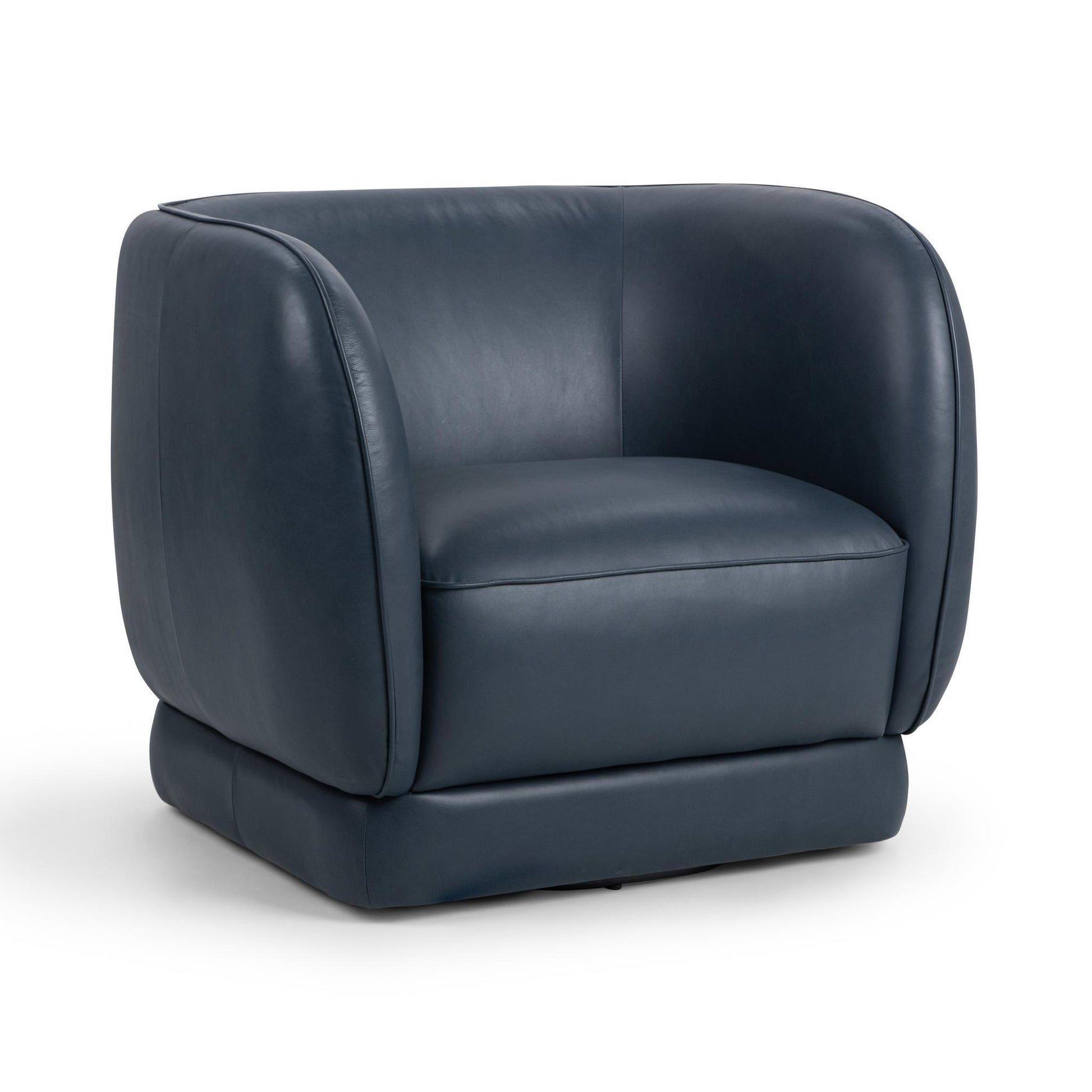Mystic Blue Top Grain Leather Accent Chair Rinner Accent Chair Collection