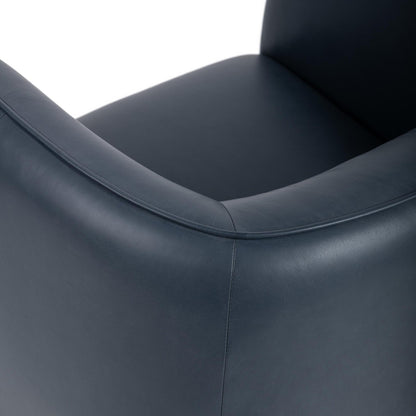 Mystic Blue Top Grain Leather Accent Chair Rinner Accent Chair Collection