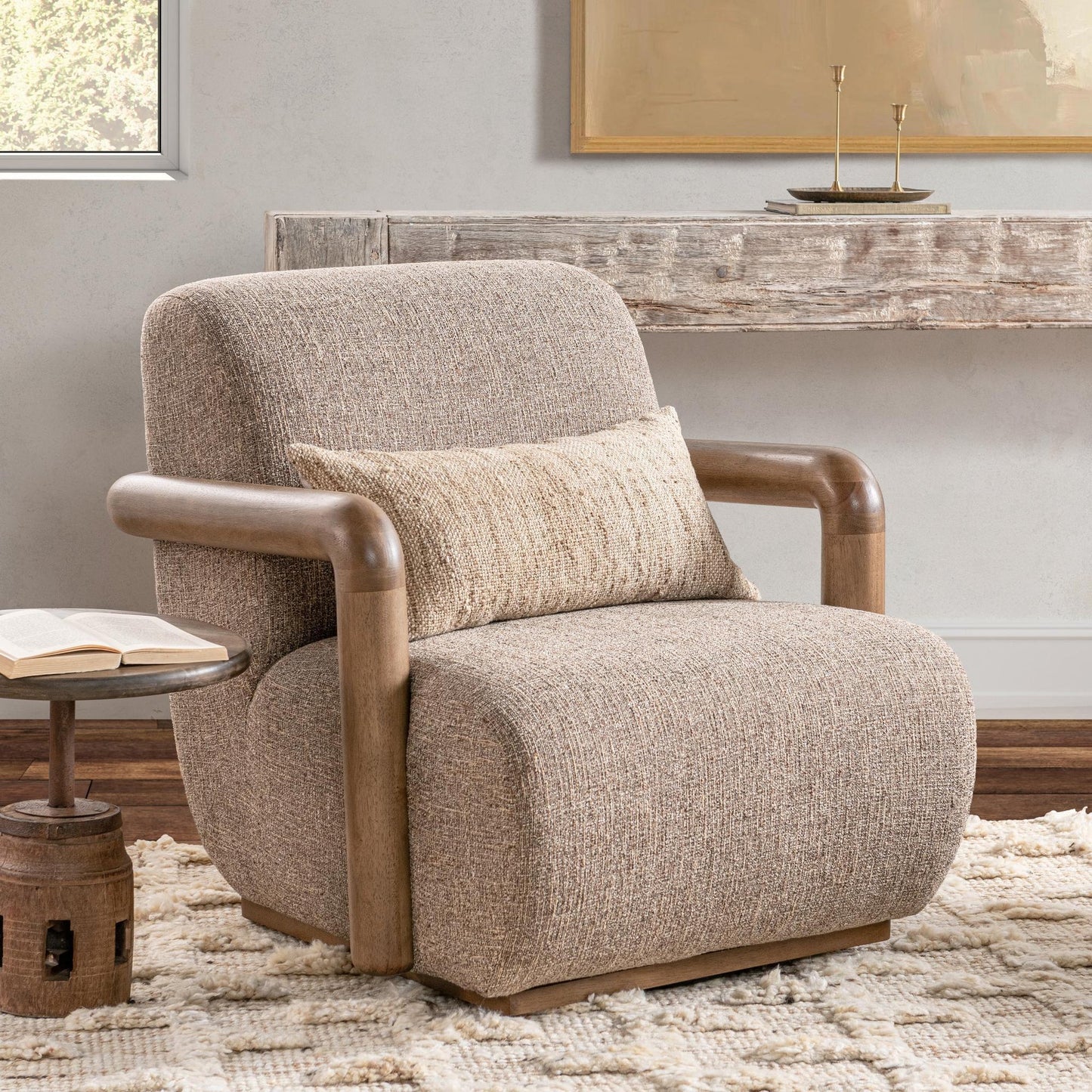 Warm Mocha 100% Polyester Accent Chair Welson Swivel Accent Chair Collection