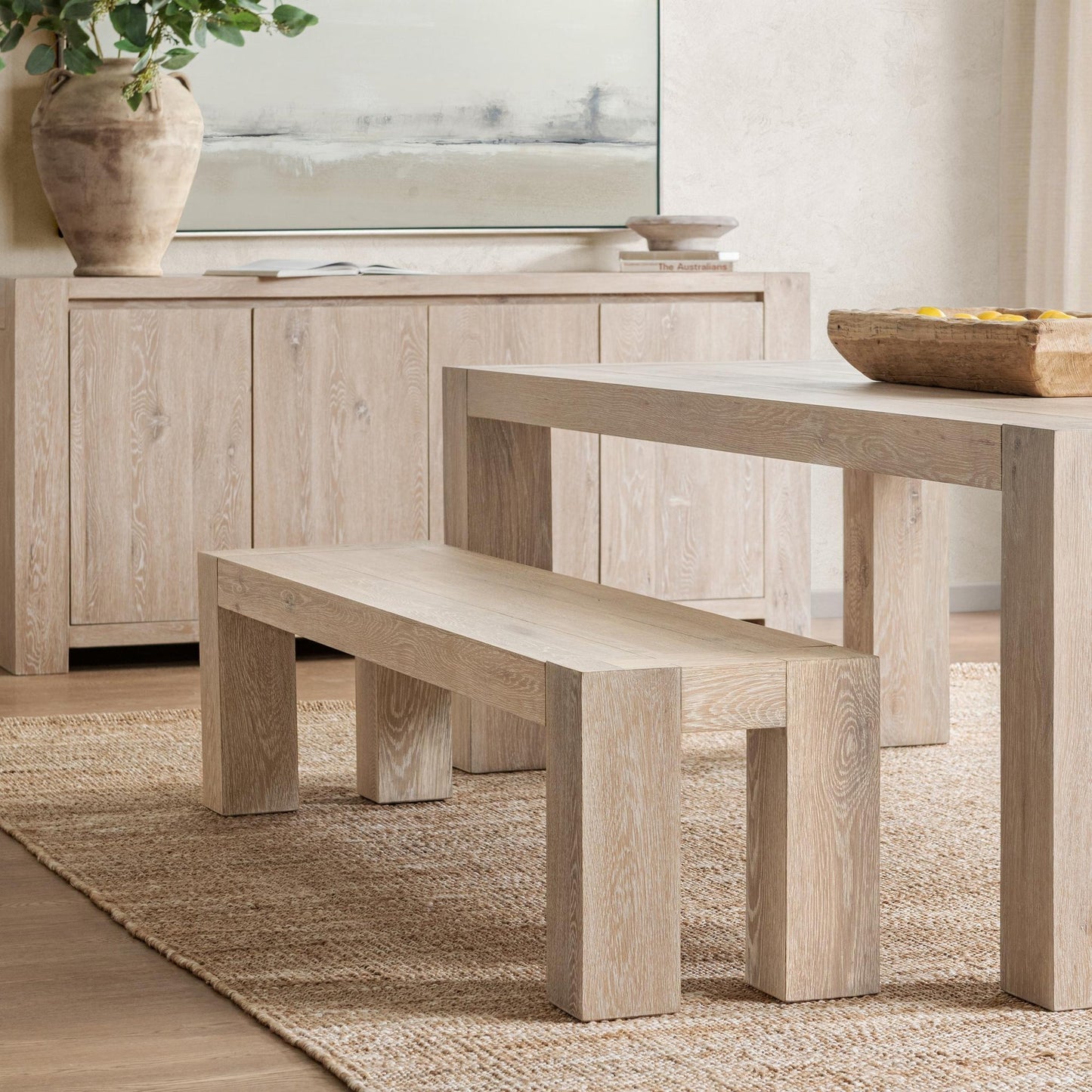 Aged Cream Reclaimed Oak Dining Benche Bristol Bench Collection