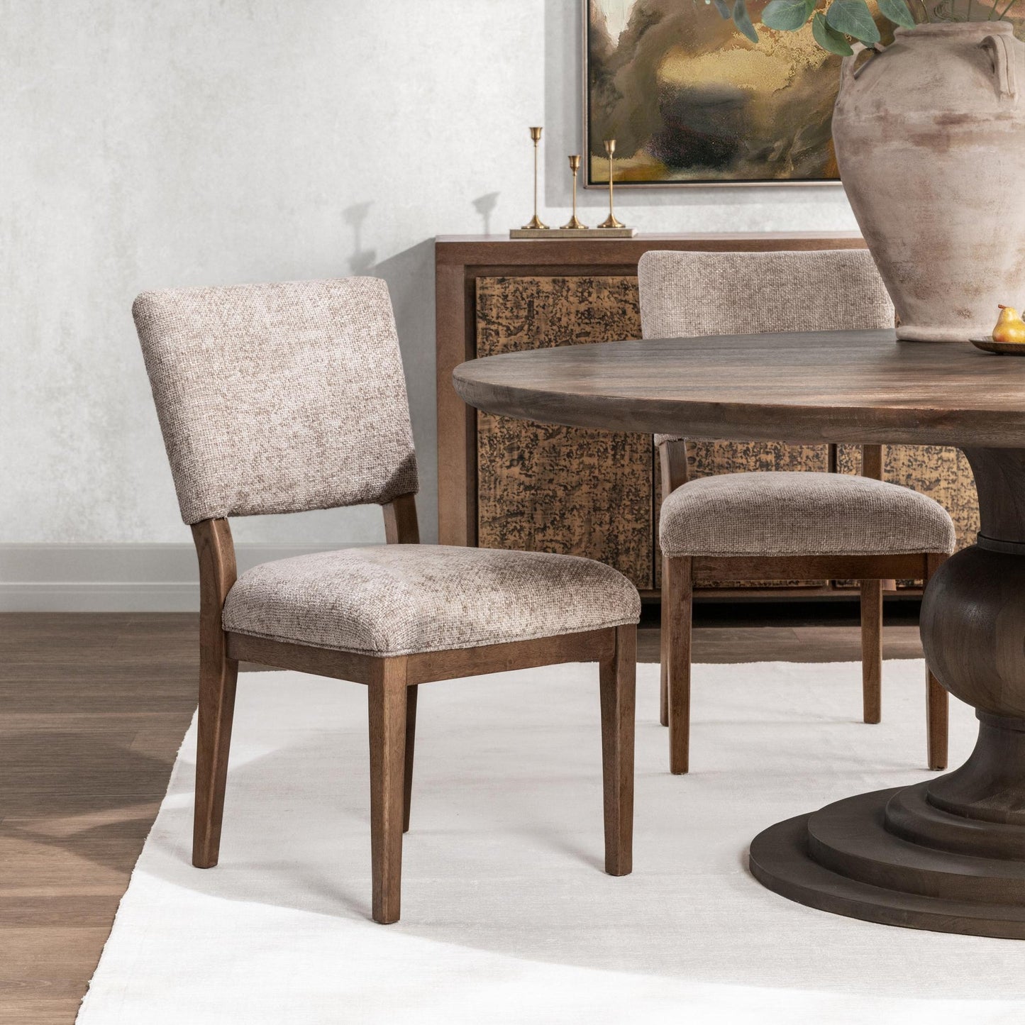 Mushroom Taupe 100% Polyester Dining Chair Arima Dining Chair Set of 2 Collection