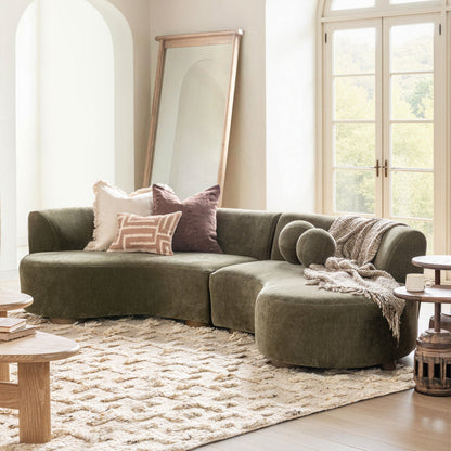 Olive Moss 100% Polyester Sofa Octavia 2 Piece Sectional Collection