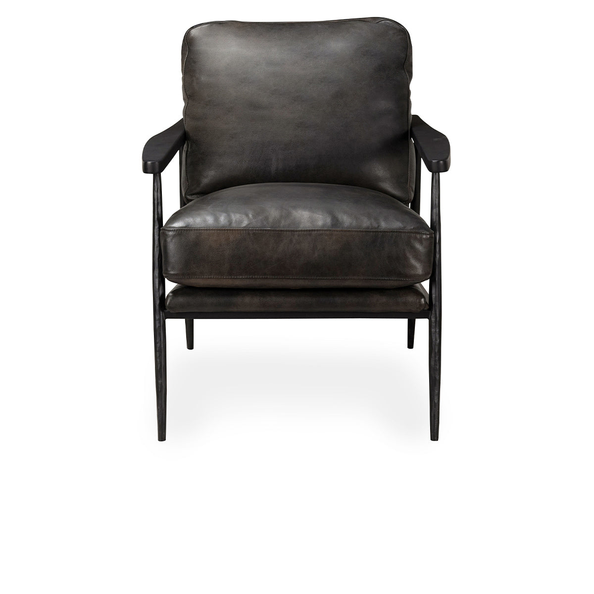 Jet Black Top Grain Leather Accent Chair Christopher Accent Chair Collection