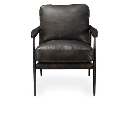 Jet Black Top Grain Leather Accent Chair Christopher Accent Chair Collection