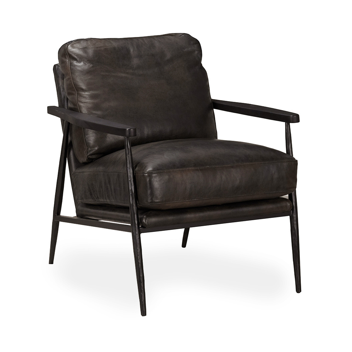 Jet Black Top Grain Leather Accent Chair Christopher Accent Chair Collection