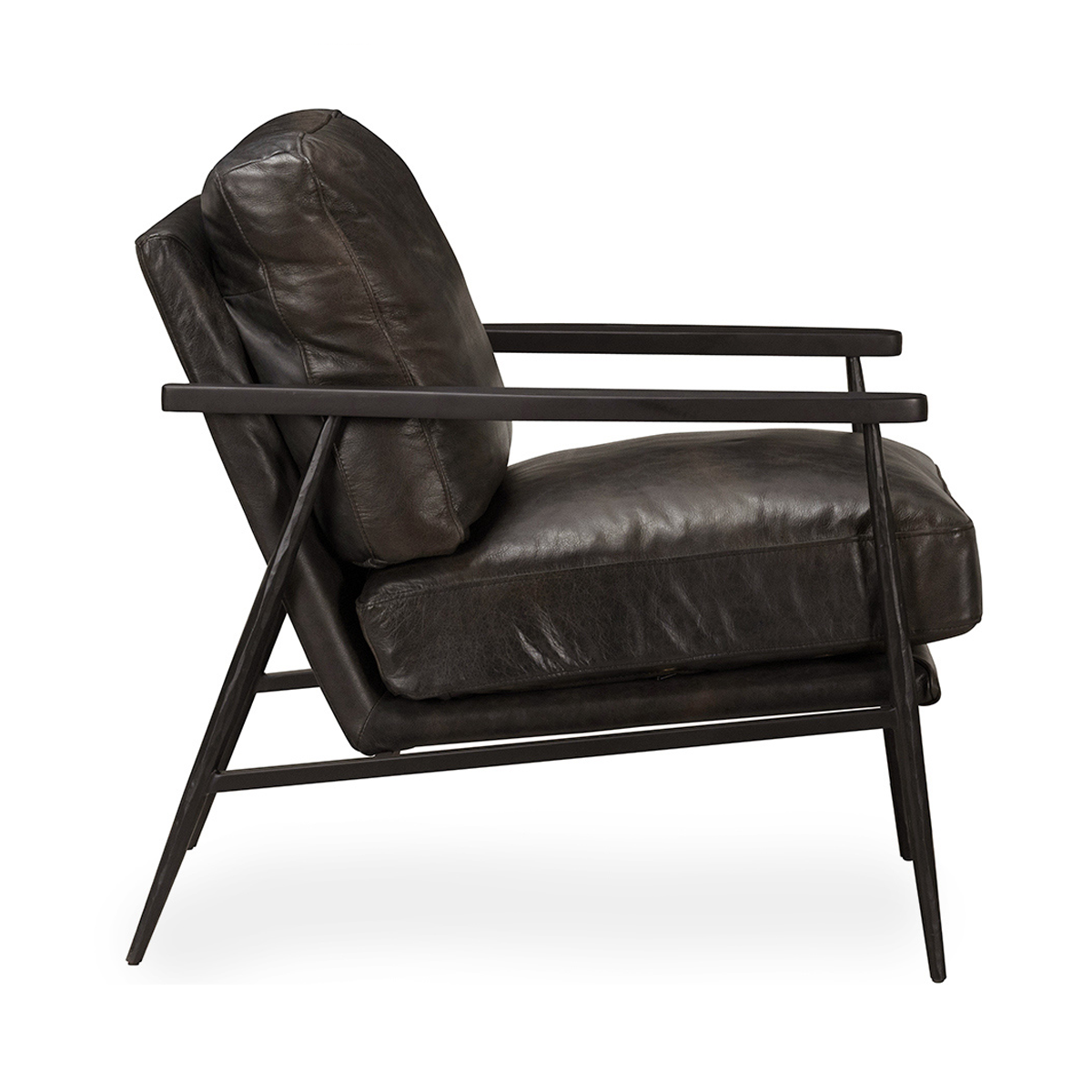Jet Black Top Grain Leather Accent Chair Christopher Accent Chair Collection