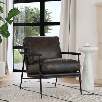 Jet Black Top Grain Leather Accent Chair Christopher Accent Chair Collection