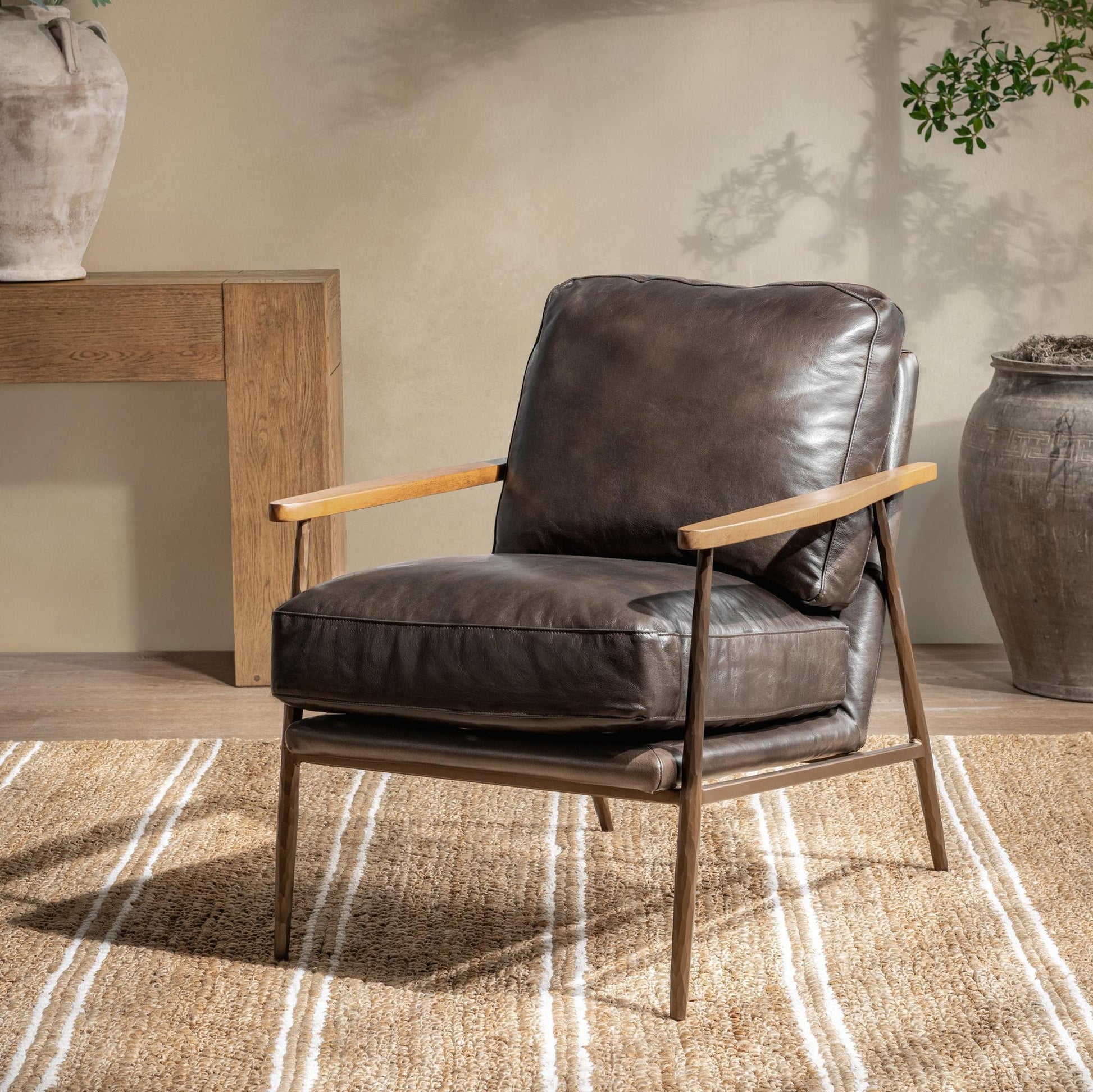 Truffle Brown Top Grain Leather Accent Chair Christopher Accent Chair Collection
