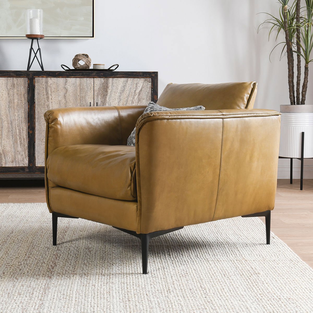 Adobe Tan Top Grain Leather Accent Chair Abigail Accent Chair Collection