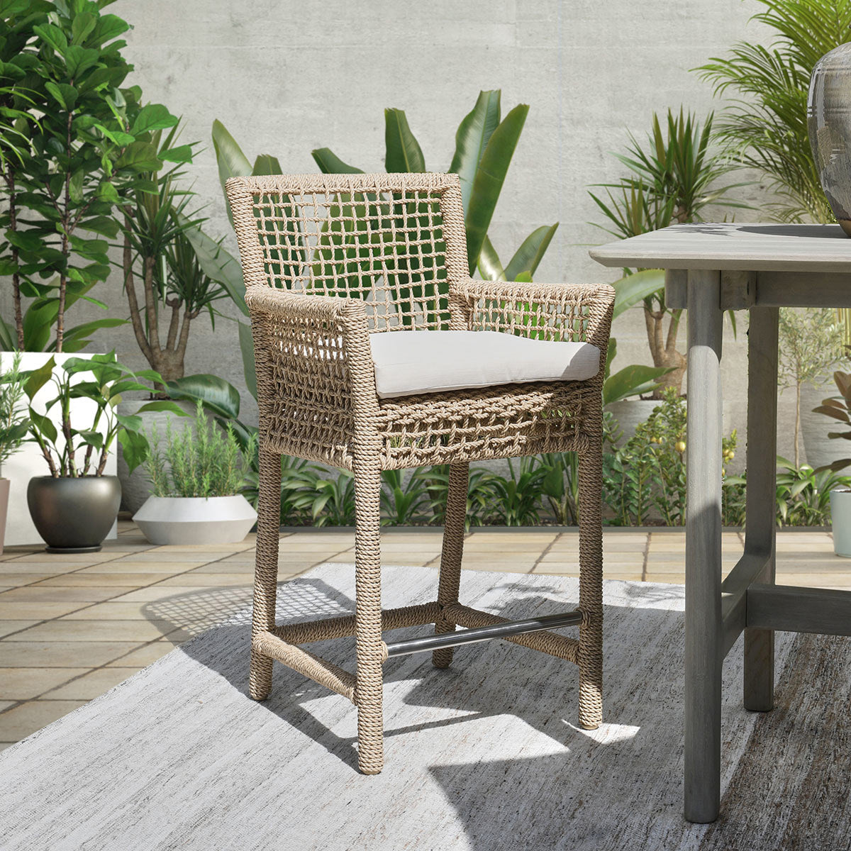 Natural Synthetic Hyacinth Rope Outdoor Bar & Counter Stool Brisbane Outdoor Counter Stool Collection