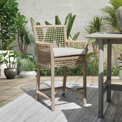 Natural Synthetic Hyacinth Rope Outdoor Bar & Counter Stool Brisbane Outdoor Counter Stool Collection