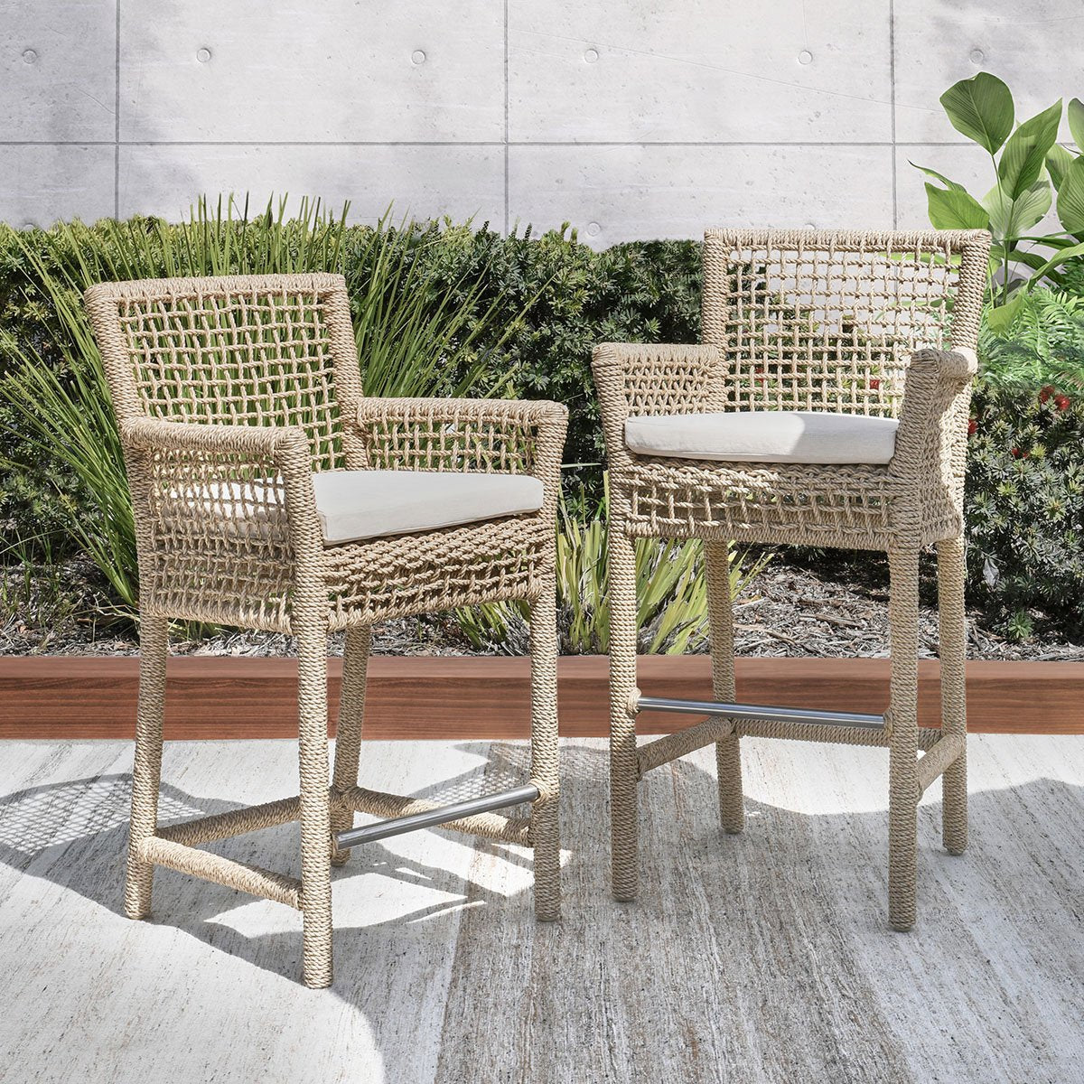 Natural Synthetic Hyacinth Rope Outdoor Bar & Counter Stool Brisbane Outdoor Bar Stool Collection