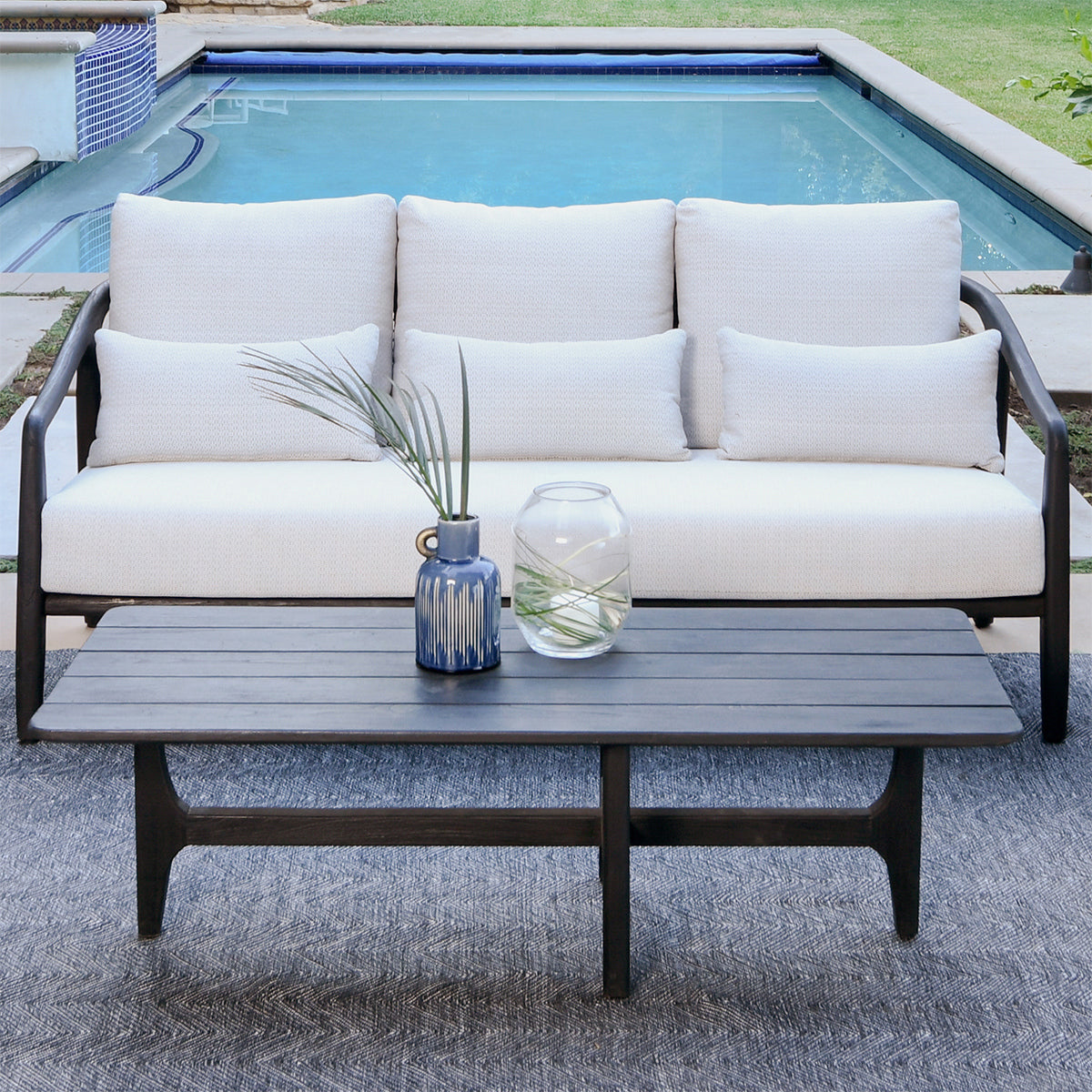 Black Teak Wood Outdoor Sofas & Sectional Aria Outdoor Sofa Collection