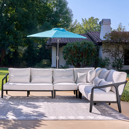 Black Teak Wood Outdoor Sofas & Sectional Aria Outdoor 4 Piece Sectional Collection