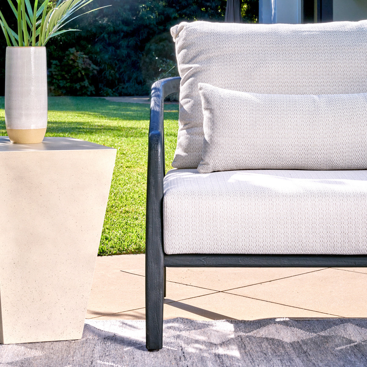 Black Teak Wood Outdoor Sofas & Sectional Aria Outdoor 4 Piece Sectional Collection