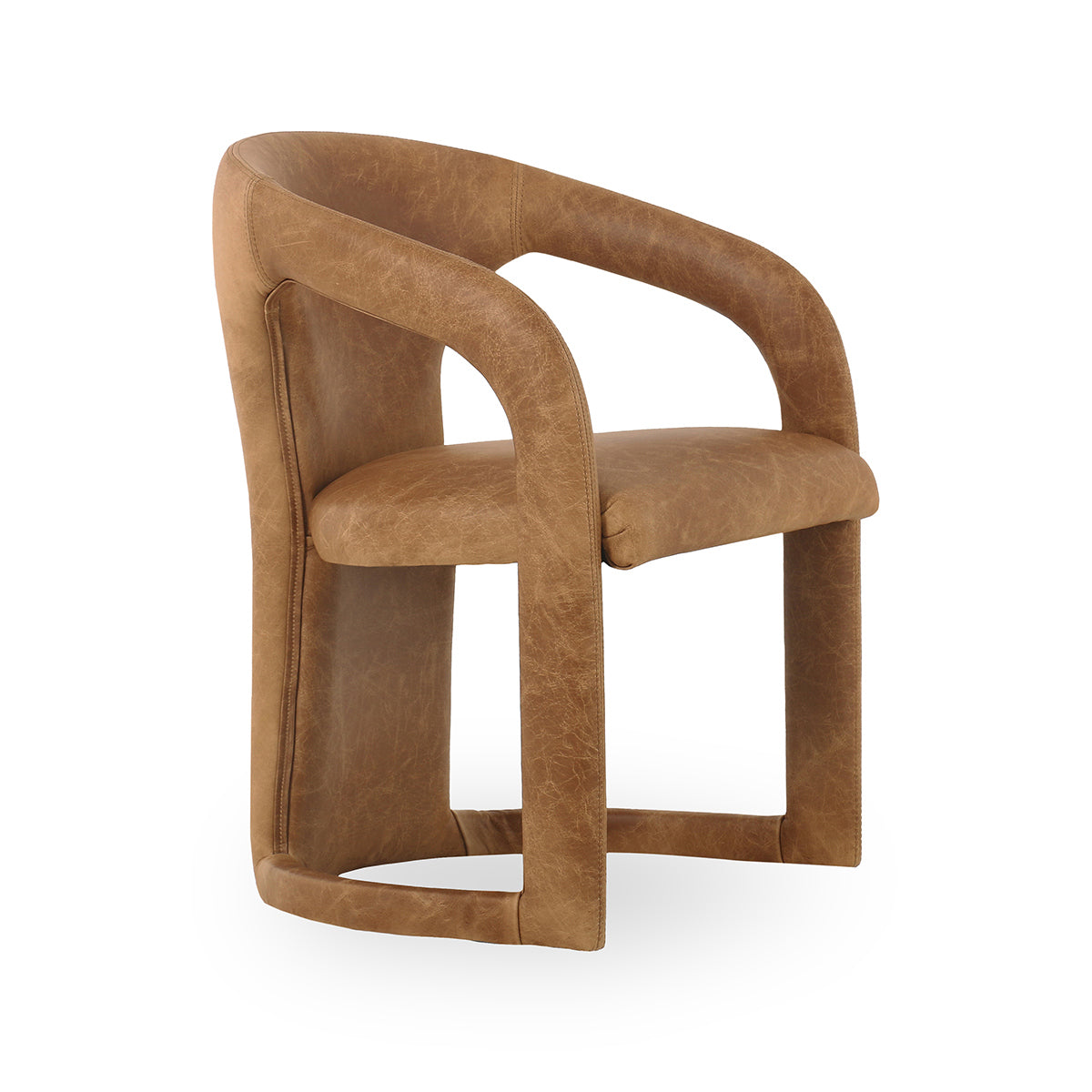 Maple Brown Top Grain Leather Dining Chair Archie Dining Chair Collection