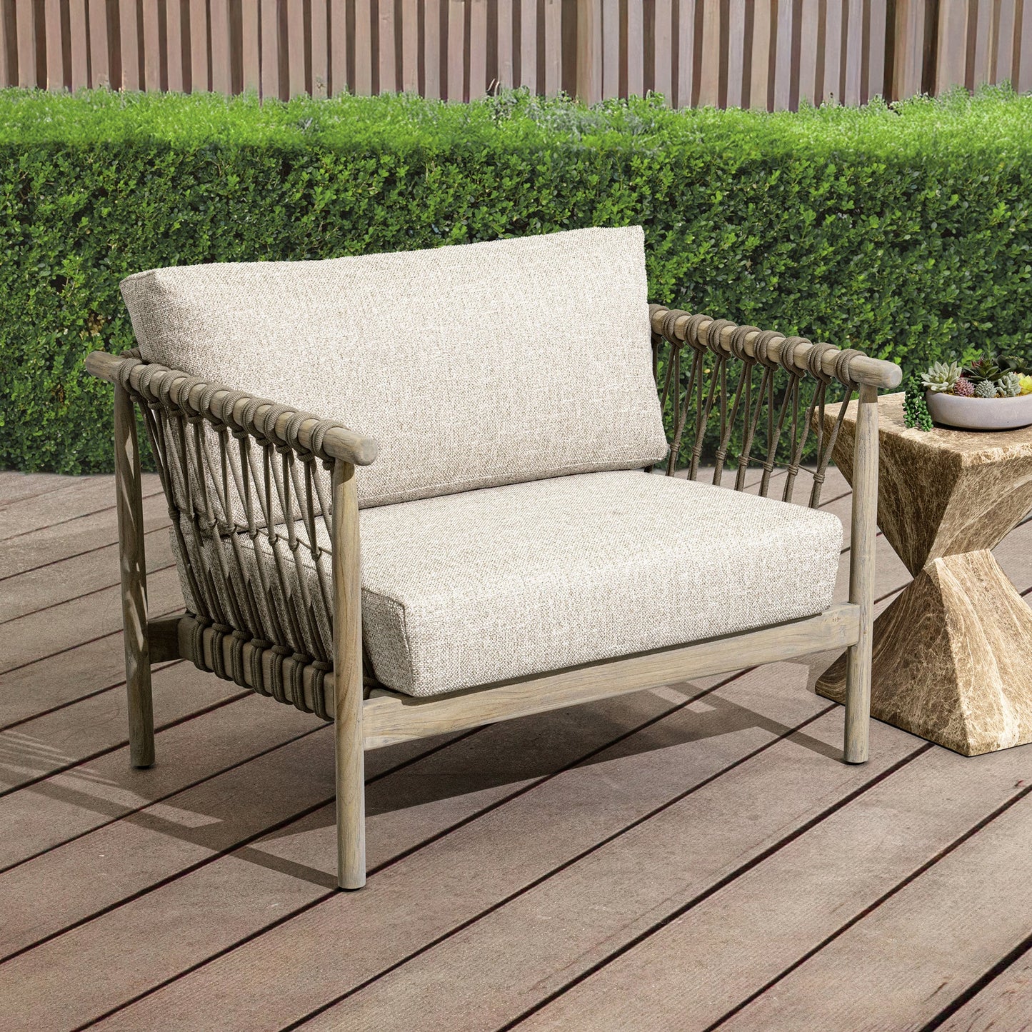 Taupe Teak Wood Outdoor Accent Chair Leo Outdoor Accent Chair Collection