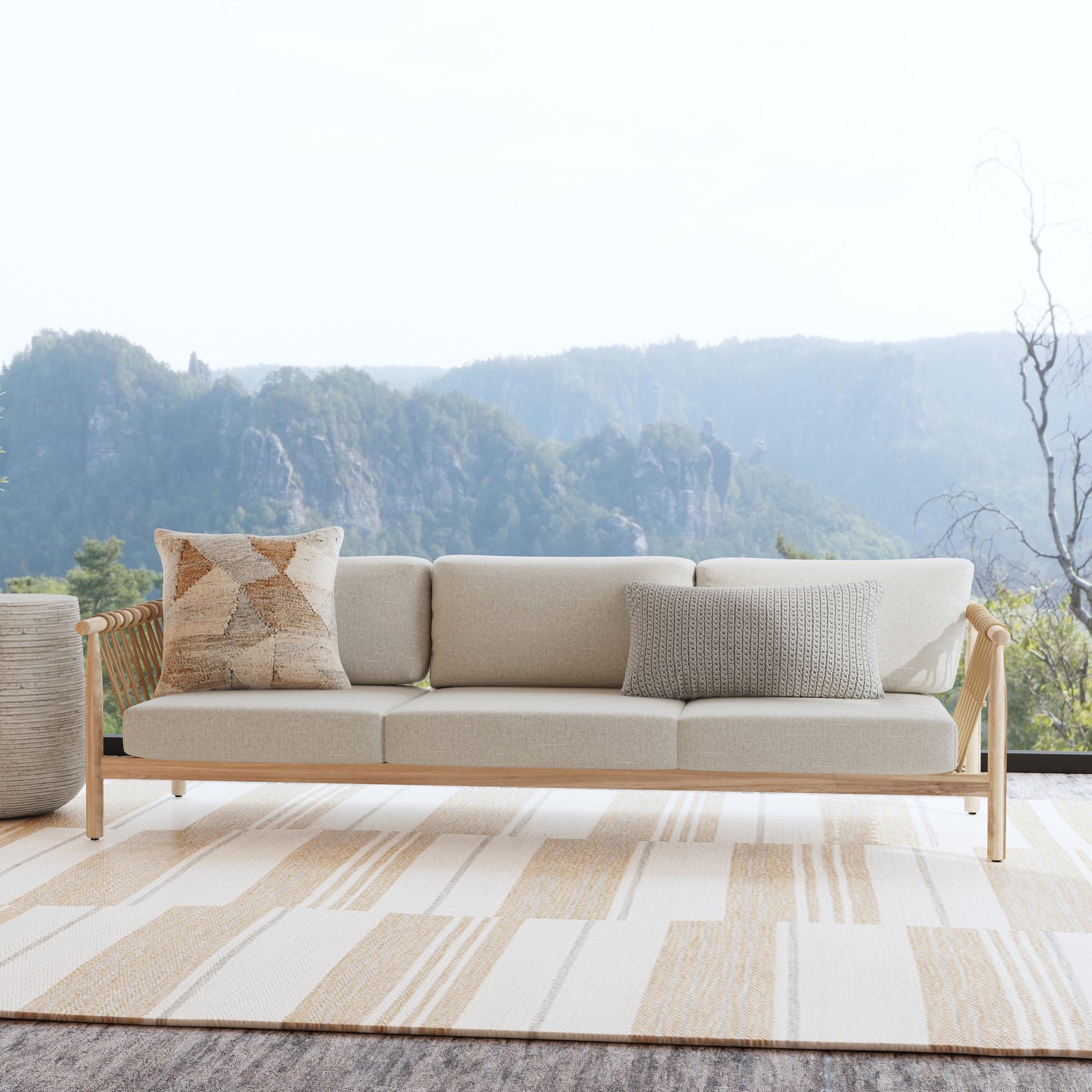 Taupe Teak Wood Outdoor Sofas & Sectional Leo Outdoor Sofa Collection