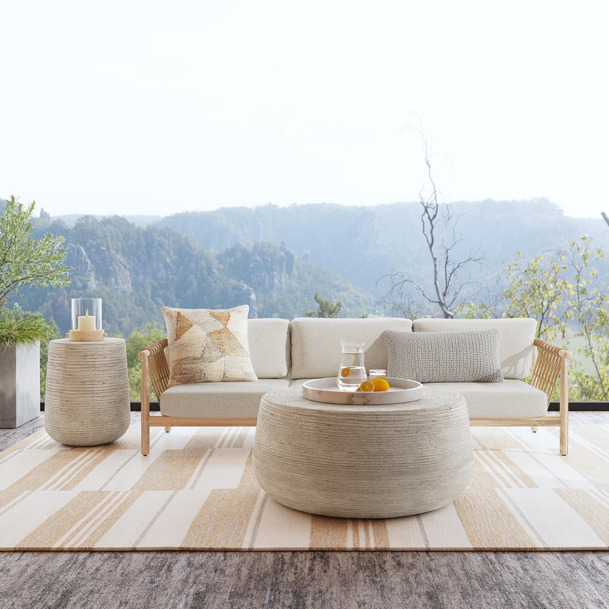 Taupe Teak Wood Outdoor Sofas & Sectional Leo Outdoor Sofa Collection
