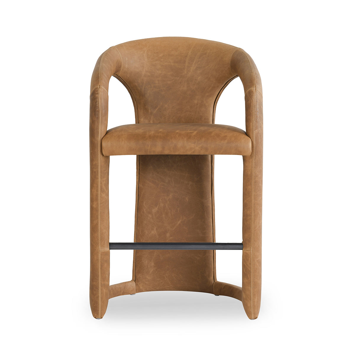 Maple Brown Top Grain Leather Bar & Counter Stool Archie Counter Stool Collection