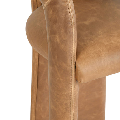 Maple Brown Top Grain Leather Bar & Counter Stool Archie Counter Stool Collection