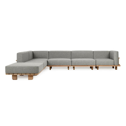Natural/Gray Teak Wood Outdoor Sofas & Sectional Hudson Outdoor 6 Piece Sectional Collection