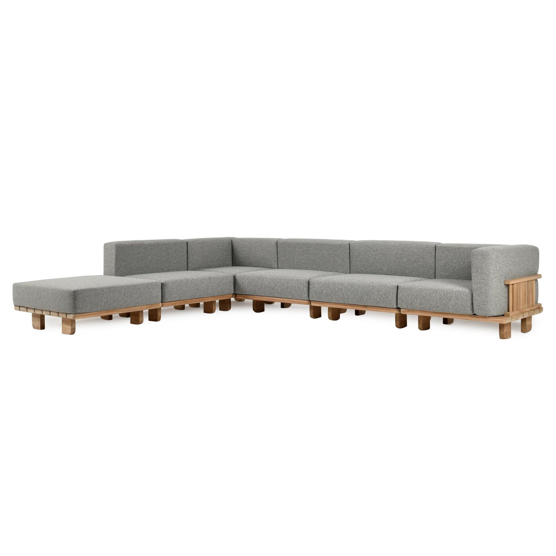 Natural/Gray Teak Wood Outdoor Sofas & Sectional Hudson Outdoor 6 Piece Sectional Collection