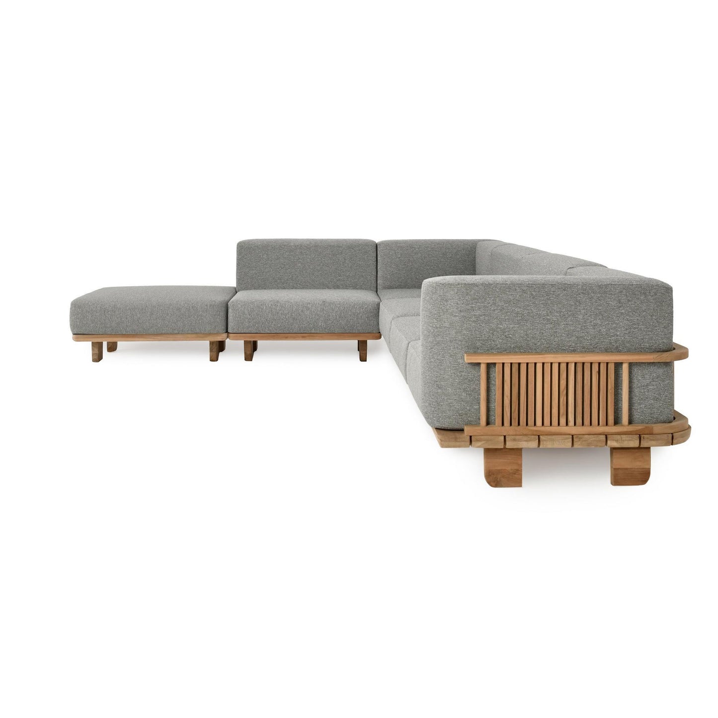 Natural/Gray Teak Wood Outdoor Sofas & Sectional Hudson Outdoor 6 Piece Sectional Collection