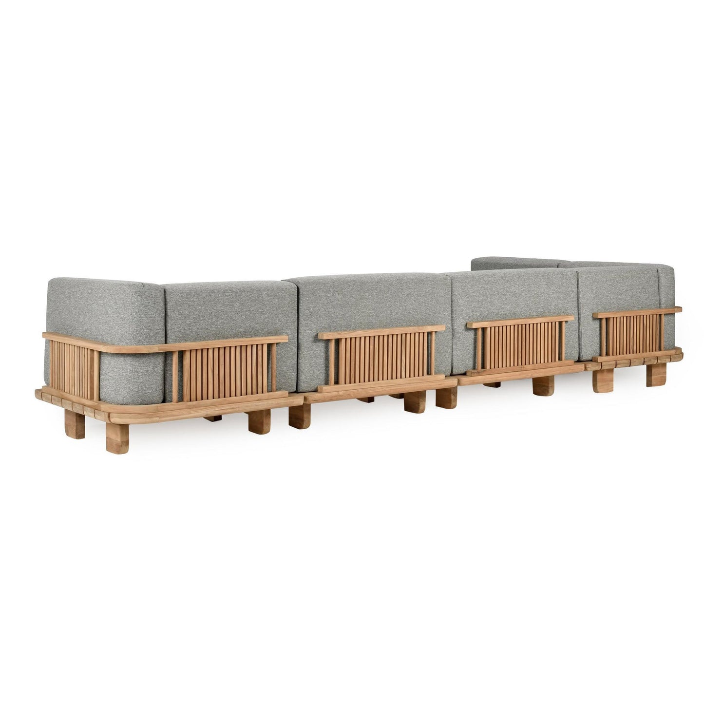 Natural/Gray Teak Wood Outdoor Sofas & Sectional Hudson Outdoor 6 Piece Sectional Collection